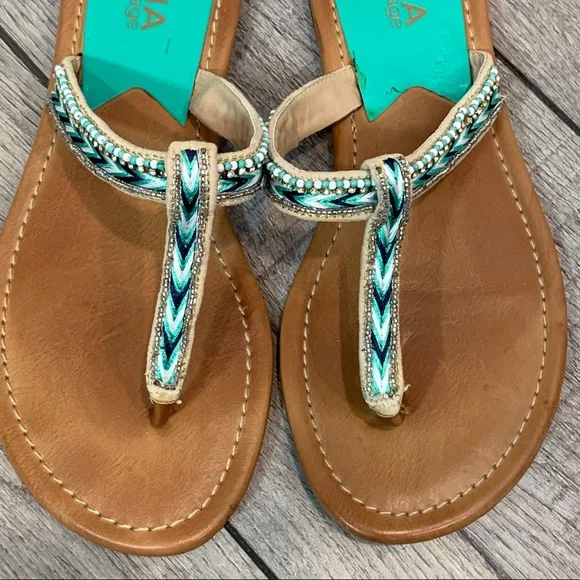 MiA Heritage FIJI Leather Embroidered Beaded Sandals 7M - Picture 2 of 12